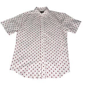 Banana Republic Shirt Men S Slim Fit Linen Short Sleeve Button Up White Lobster